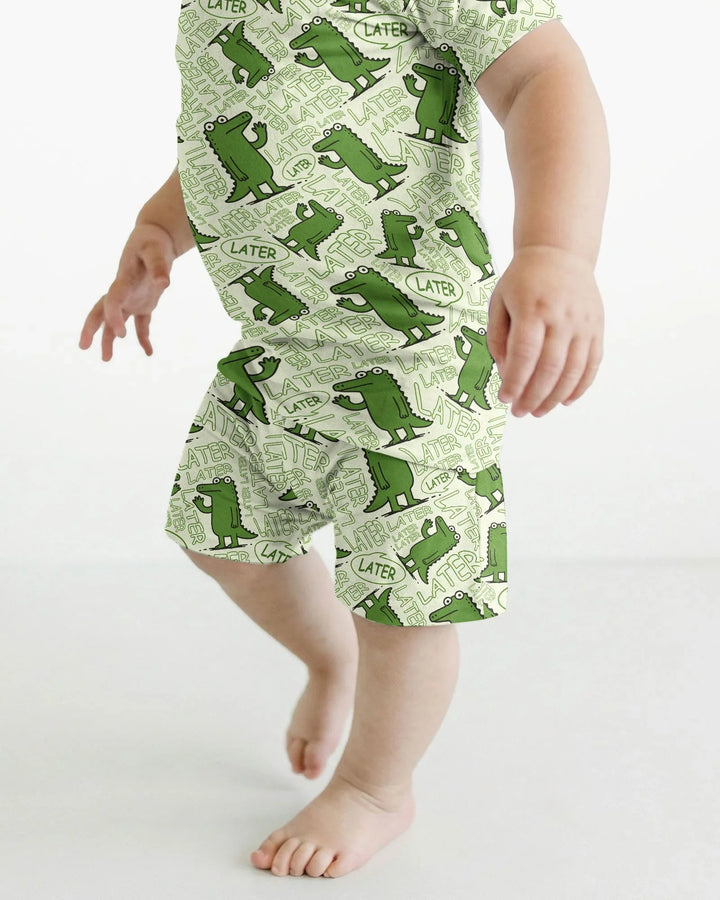See you later, alligator! Bamboo Two Piece Short Sleeve Shorts Pajama Set
