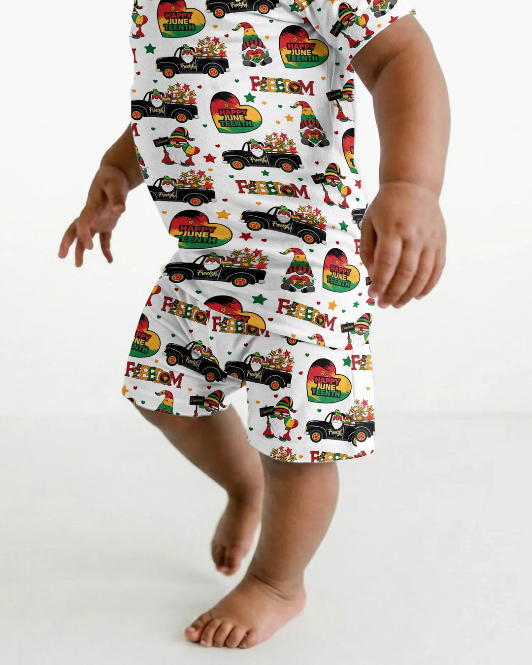 Gnome Happy Juneteenth Bamboo Two Piece Short Sleeve Shorts Pajama Set