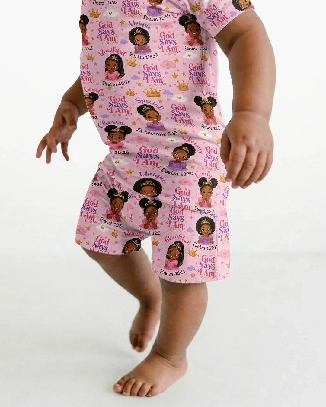 Black Princess God Says I Am Bamboo Two Piece Short Sleeve Shorts Pajama Set