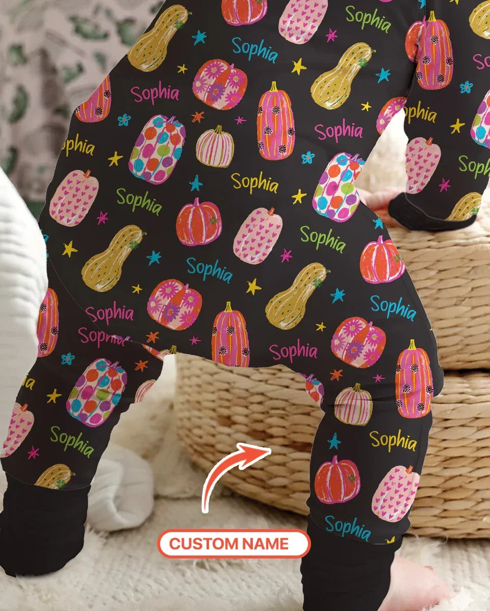Custom Name Colorful Pumpkin Bamboo Convertible Zippy