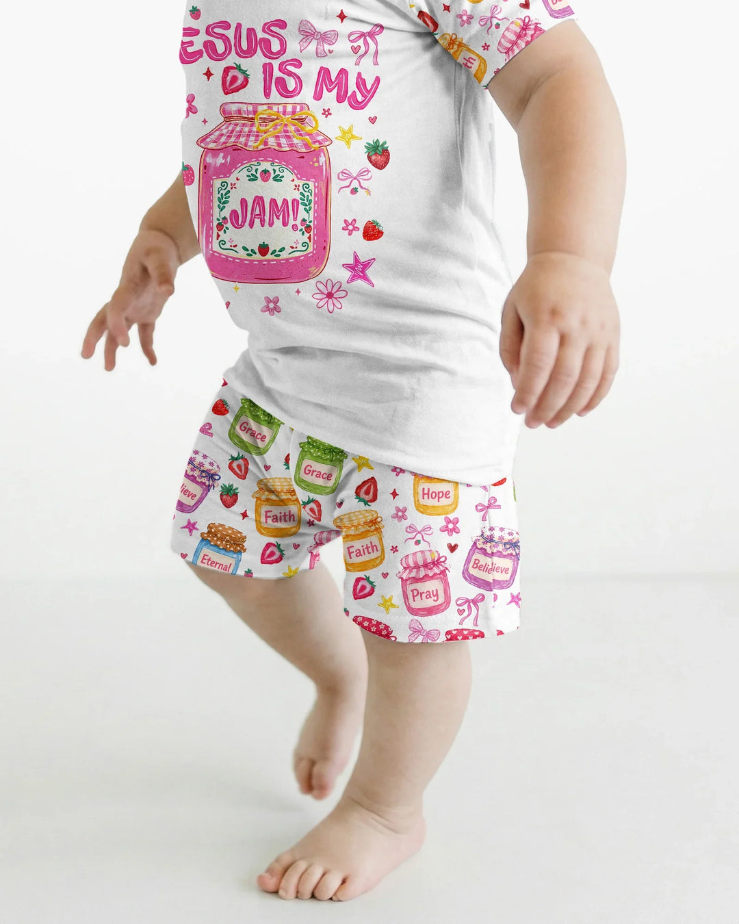 Preppy Summer Jesus Is My Jam Bamboo Two Piece Short Sleeve Shorts Pajama Set