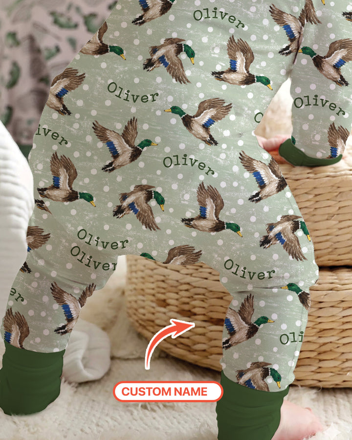 Custom Name Flying Mallard Duck Bamboo Convertible Zippy