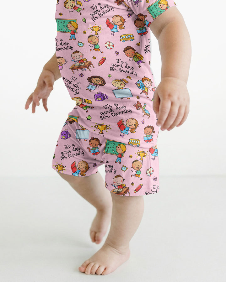 Little Learners Adventure Bamboo Two Piece Short Sleeve Shorts Pajama Set