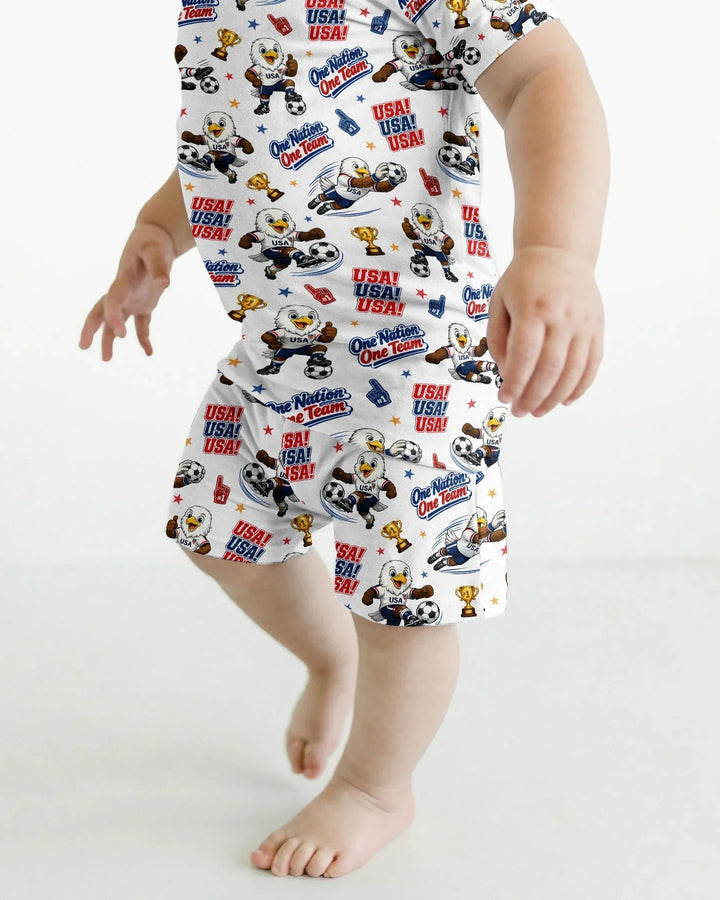 Soccer One Nation One Team Bamboo Two Piece Short Sleeve Shorts Pajama Set