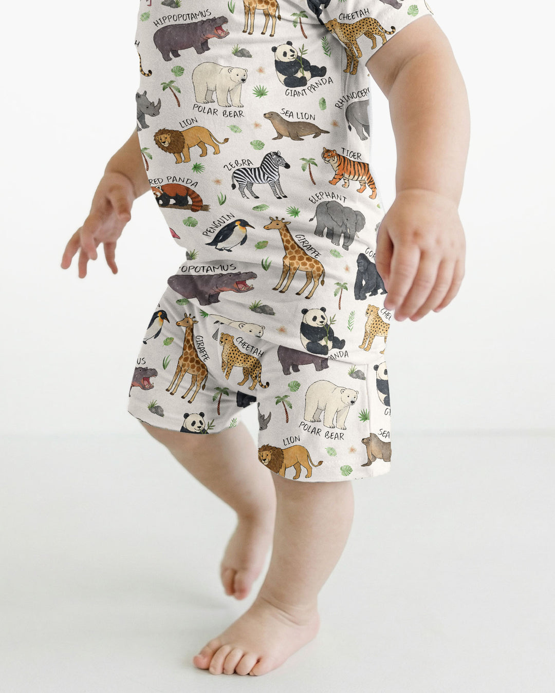 Safari Animals Bamboo Two Piece Short Sleeve Shorts Pajama Set