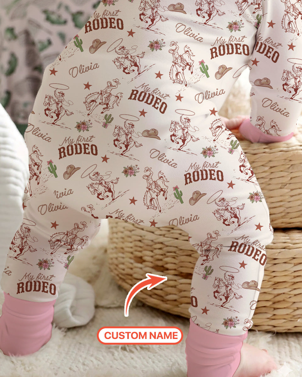 Custom Name First Rodeo Family Matching Bamboo Convertible Zippy
