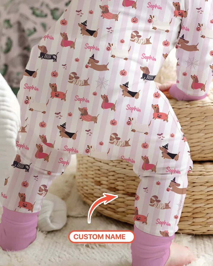 Custom Name Boo Crew Halloween Dachshund  Bamboo Convertible Zippy