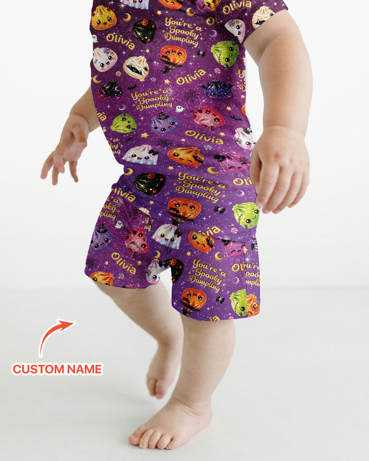 Custom Name You're A Spooky Dumpling Bamboo Two Piece Short Sleeve Shorts Pajama Set