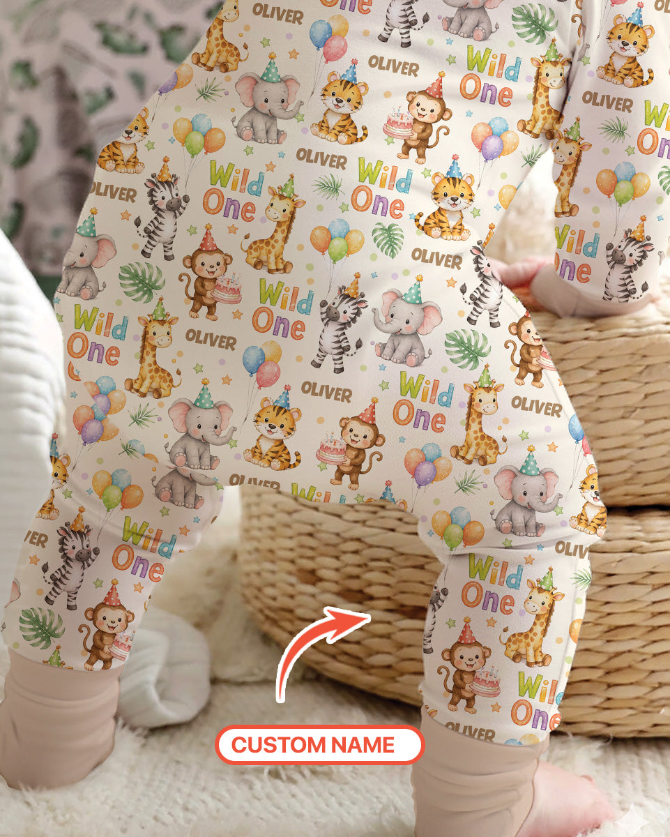 Custom Name 1st Birthday Wild One Bamboo Convertible Zippy