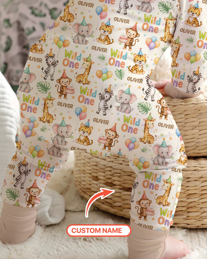 Custom Name 1st Birthday Wild One Bamboo Convertible Zippy