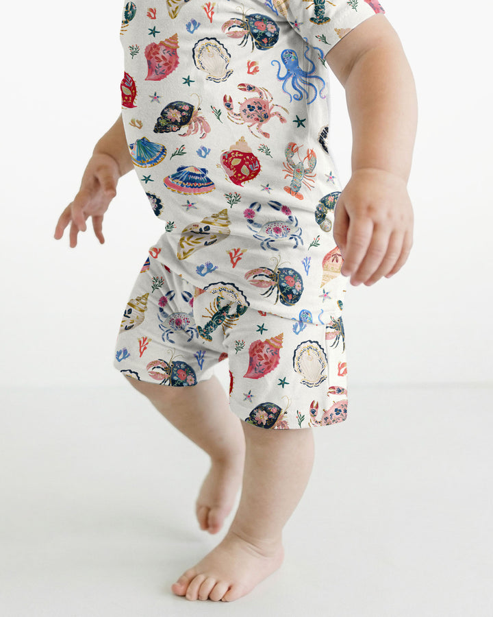 Preppy Coastal Bamboo Two Piece Short Sleeve Shorts Pajama Set