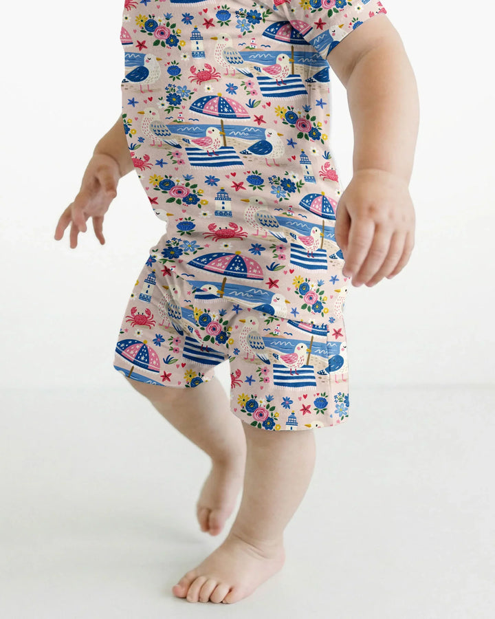A Day At The Shore Bamboo Two Piece Short Sleeve Shorts Pajama Set