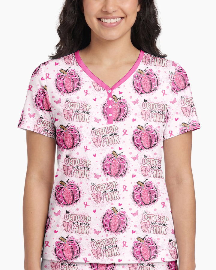 We Wear Pink Pumpkin Mommy & Me Matching Bamboo Women Short Sleeve Short Pajama Set