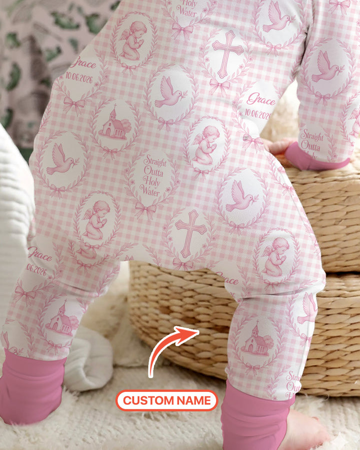 Custom Name Baptism Straight Outta Holy Water Bamboo Convertible Zippy