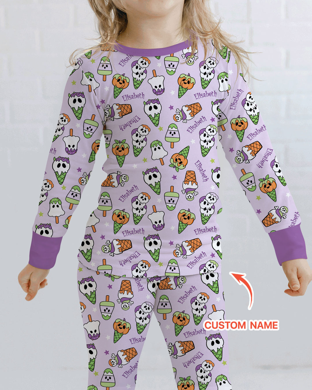 Summerween Ice cream Bamboo Two Piece Long Sleeve Pajama Set
