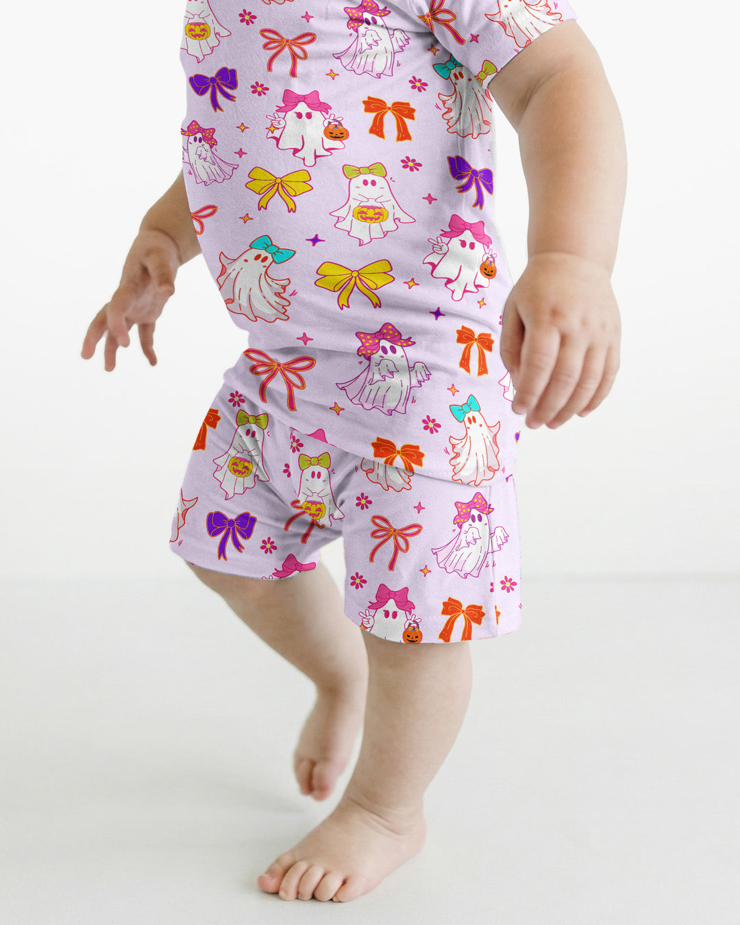 Coquette Ghost & Bow Bamboo Two Piece Short Sleeve Shorts Pajama Set