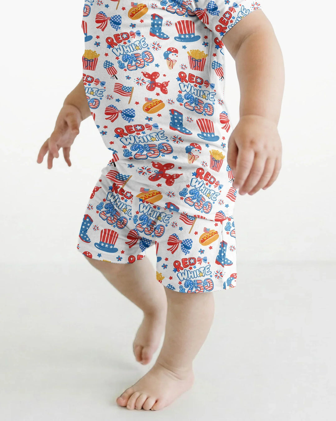 Red White & 250 Bamboo Two Piece Short Sleeve Shorts Pajama Set