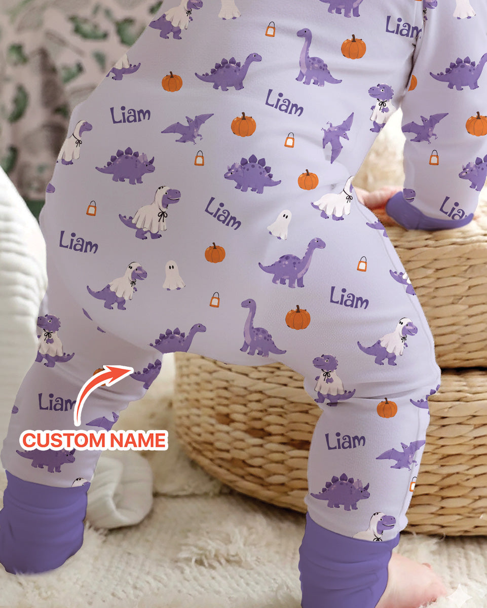 Custom Name Spooky Dinosaur Halloween - Personalized Bamboo Convertible Zippy