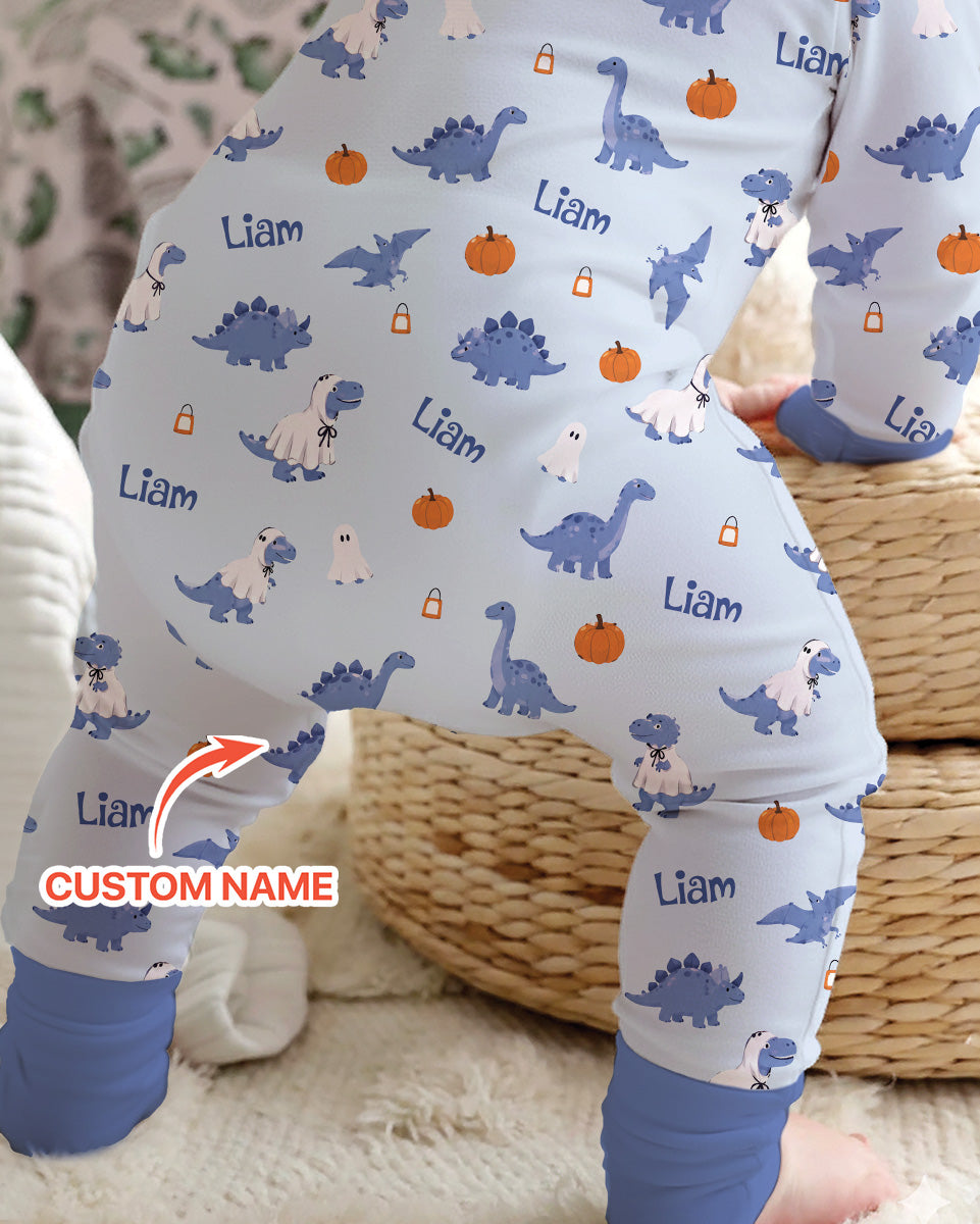Custom Name Spooky Dinosaur Halloween - Personalized Bamboo Convertible Zippy