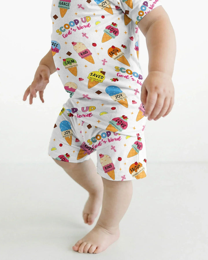 Ice Cream Summer Christian Bamboo Two Piece Short Sleeve Shorts Pajama Set