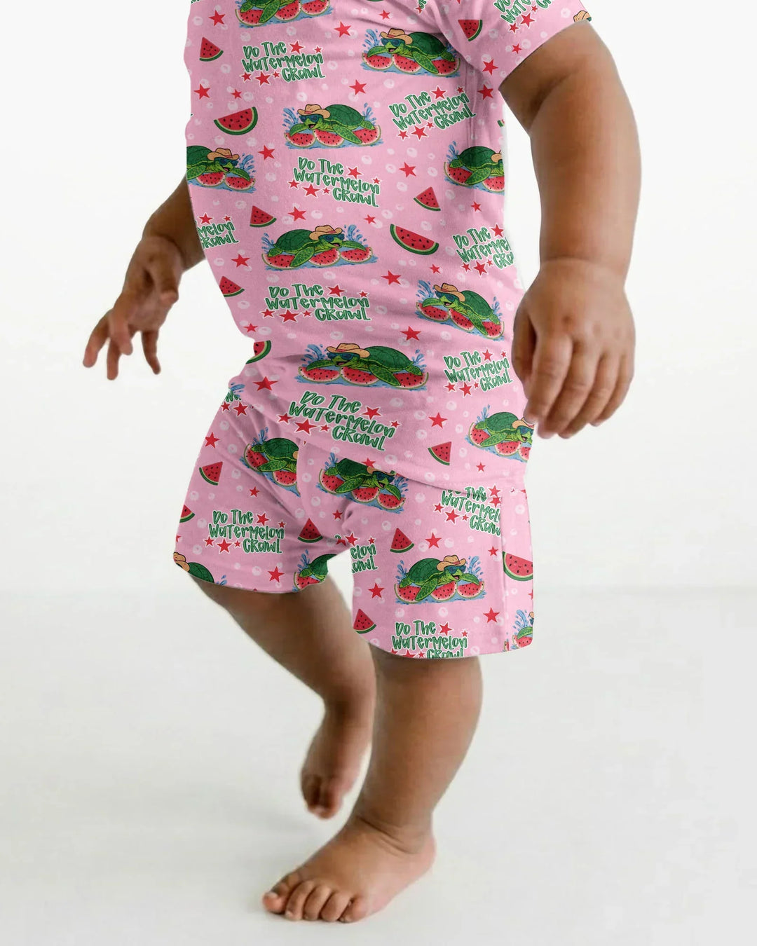 Watermelon Turtle Family Matching Bamboo Two Piece Short Sleeve Shorts Pajama Set