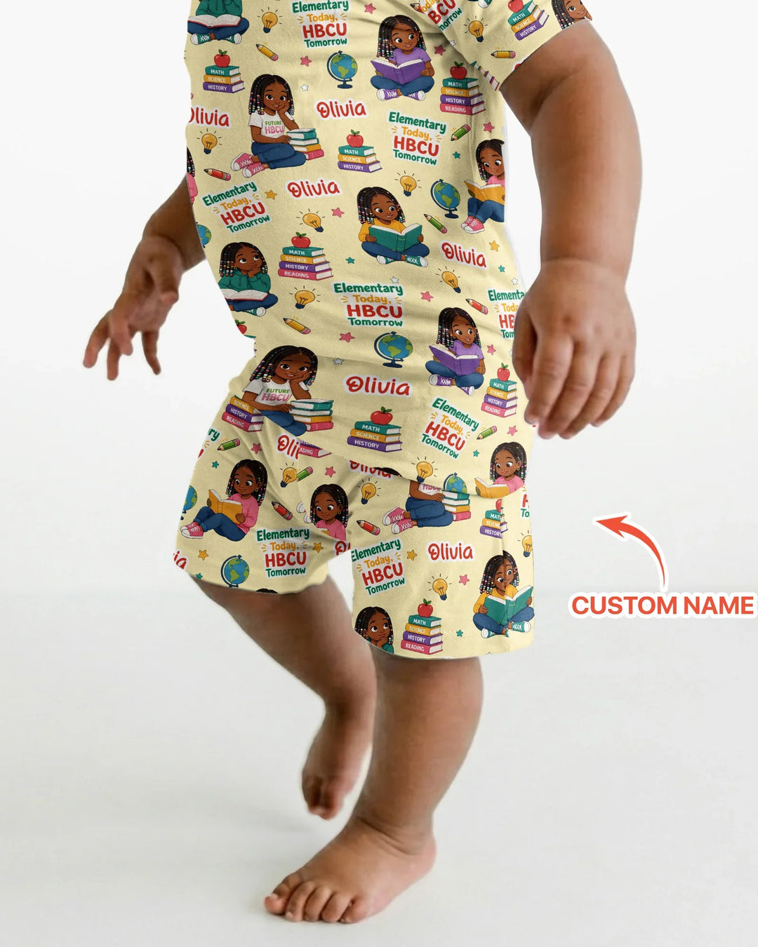 Custom Name Elementary Today HBCU Tomorrow Bamboo Two Piece Short Sleeve Shorts Pajama Set