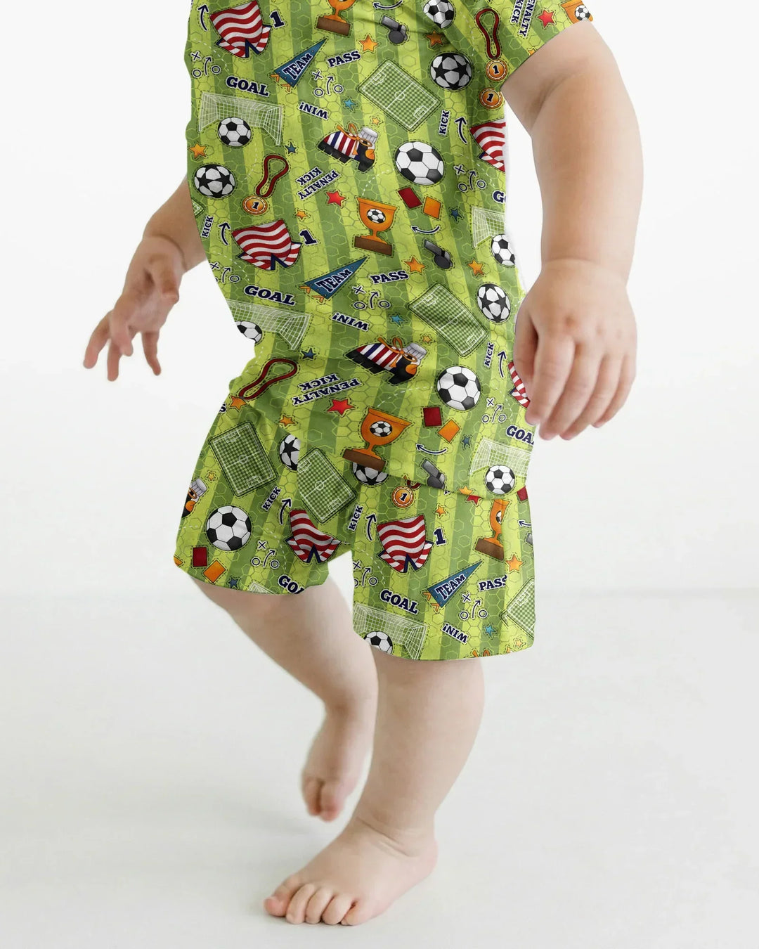 I Love Sports Soccer Bamboo Two Piece Short Sleeve Shorts Pajama Set