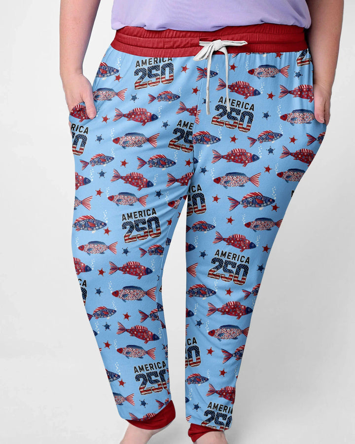 Stars and Stripes Fish Bamboo Women Pajama Set