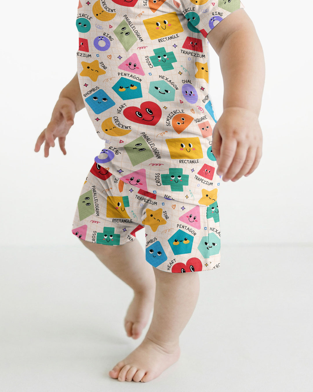 Happy Shape Squad Family Matching Bamboo Two Piece Short Sleeve Shorts Pajama Set