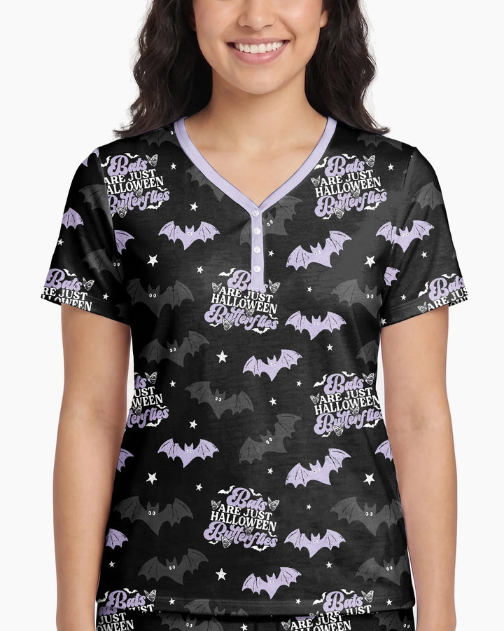 Halloween Butterflies Bamboo Women Short Sleeve Short Pajama Set