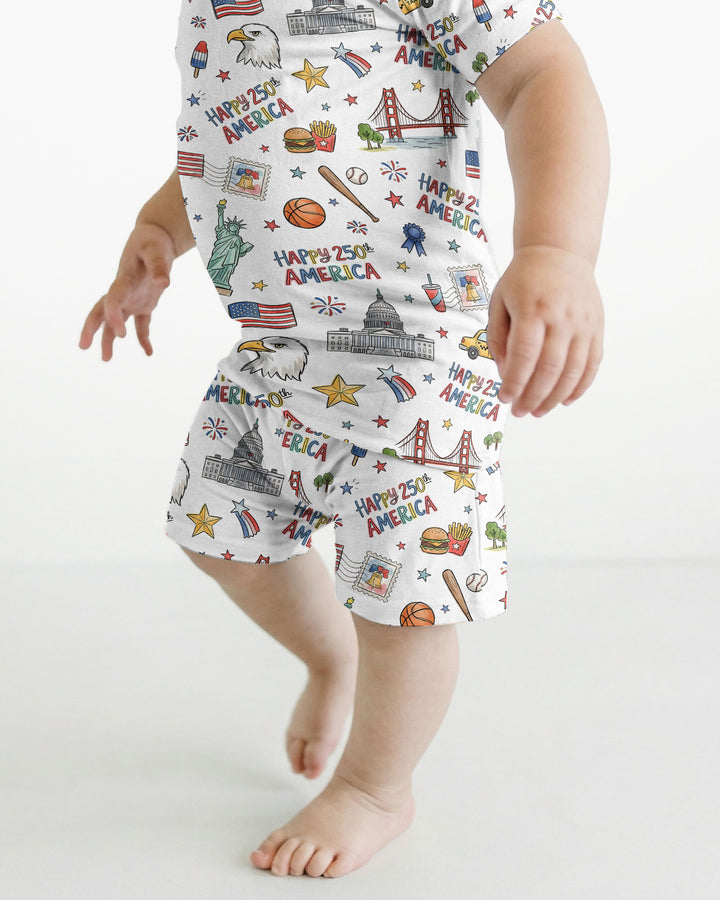America 250 Celebration Bamboo Two Piece Short Sleeve Shorts Pajama Set