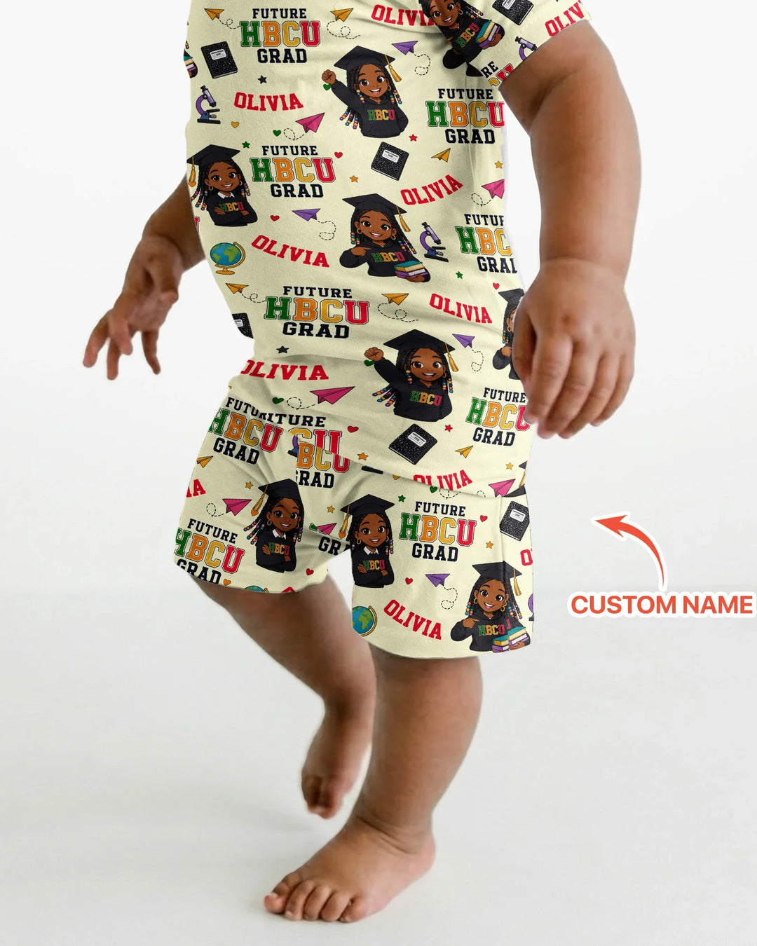 Custom Name Future HBCU Grad Bamboo Two Piece Short Sleeve Shorts Pajama Set
