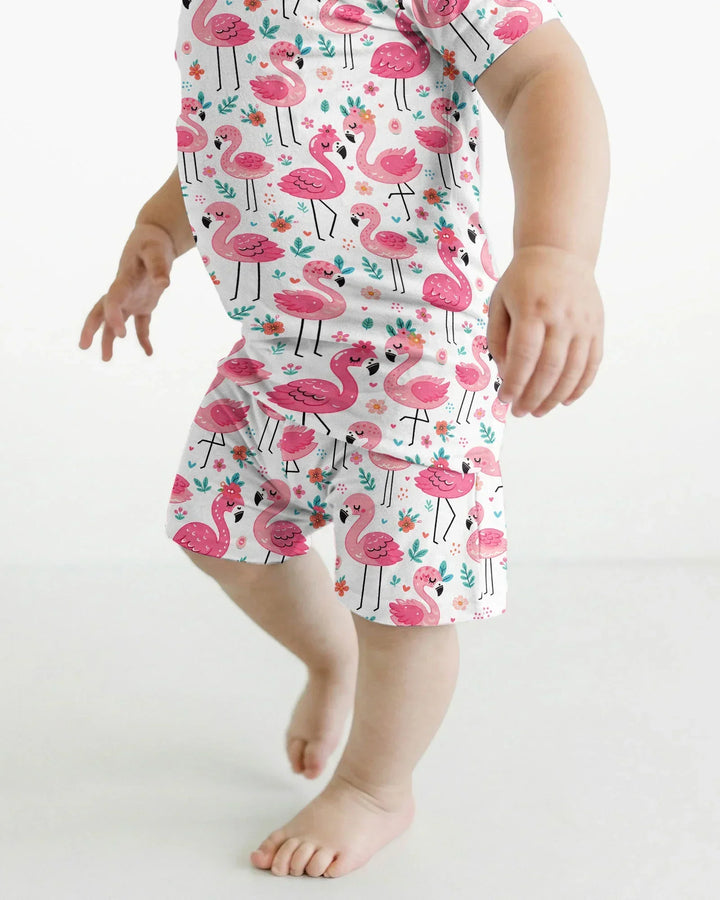 Hello Flamingo Bamboo Two Piece Short Sleeve Shorts Pajama Set
