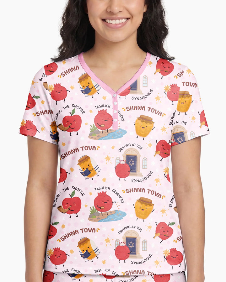 Sweet Sacred Moments Family Matching Bamboo Women Short Sleeve Short Pajama Set