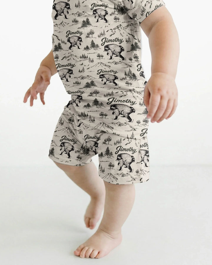 Template Bamboo Two Piece Short Sleeve Shorts Pyjamas Set