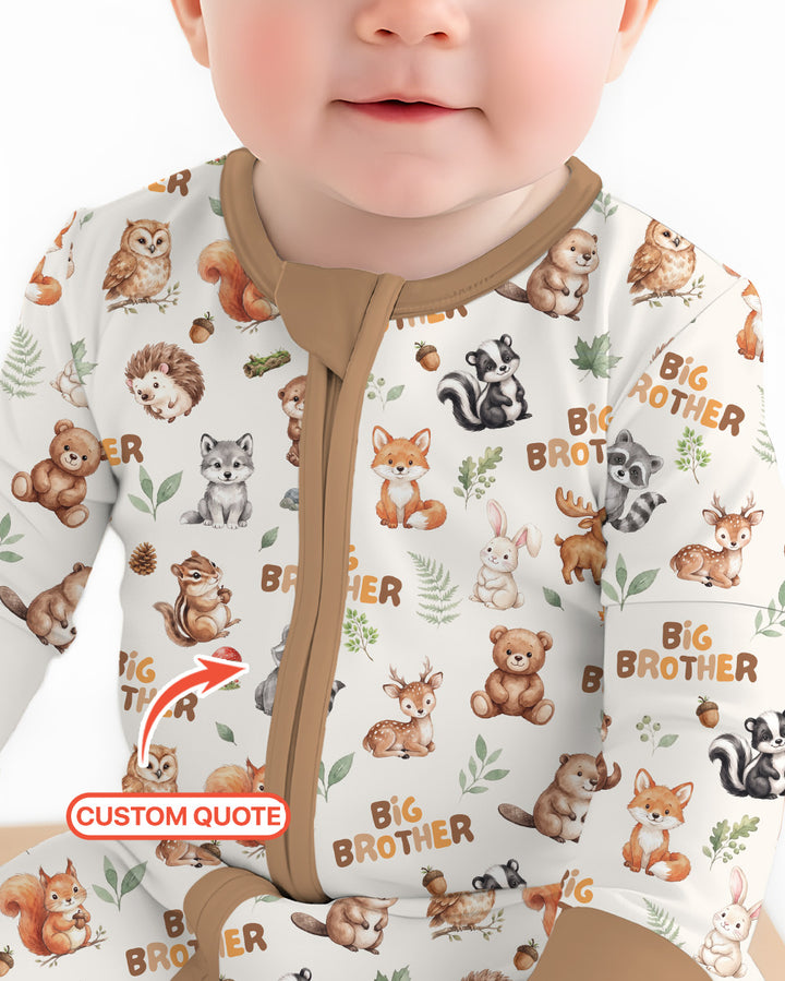 Custom Quote Woodland Animal Matching Sibling Bamboo Convertible Zippy