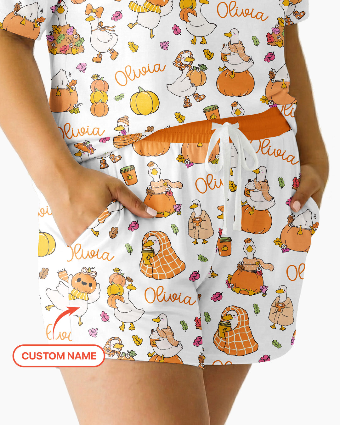 Fall Silly Goose Bamboo Women Short Sleeve Short Pajama Set