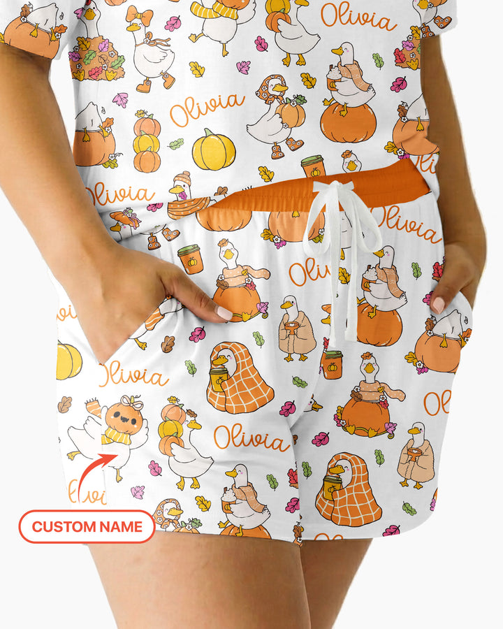 Fall Silly Goose Bamboo Women Short Sleeve Short Pajama Set