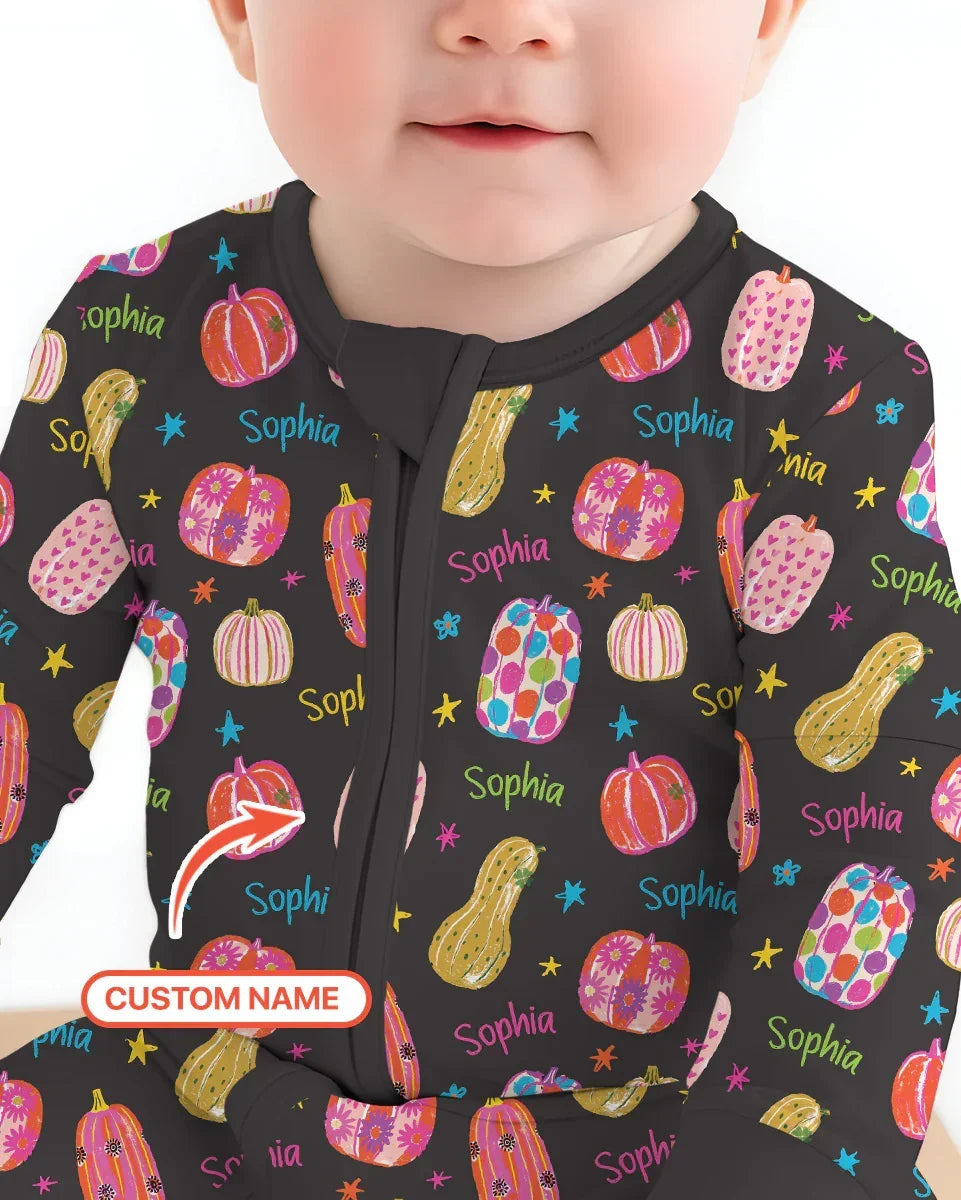 Custom Name Colorful Pumpkin Bamboo Convertible Zippy
