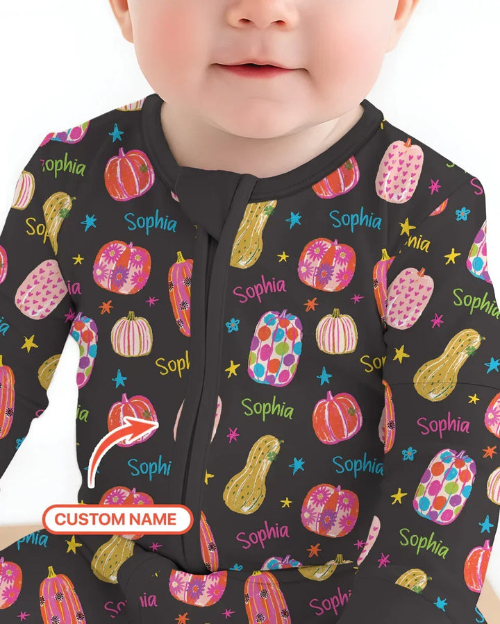 Custom Name Colorful Pumpkin Bamboo Convertible Zippy
