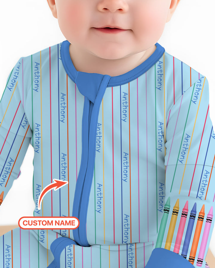 Custom Name Crayon Lines Bamboo Convertible Zippy