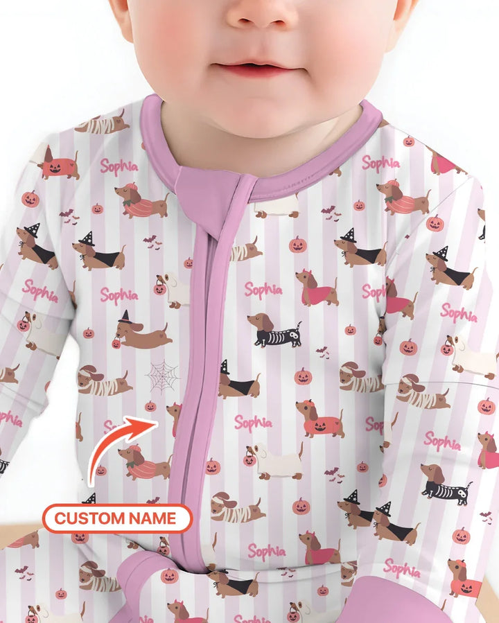 Custom Name Boo Crew Halloween Dachshund  Bamboo Convertible Zippy