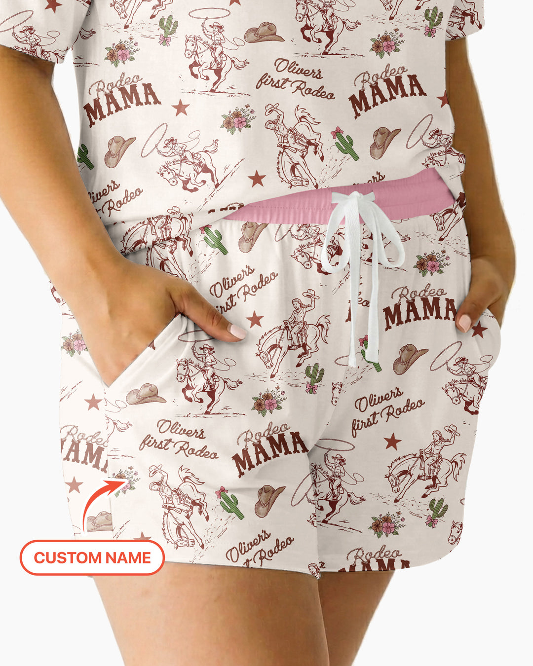 Custom Name First Rodeo Family Matching Bamboo Women Short Sleeve Short Pajama Set