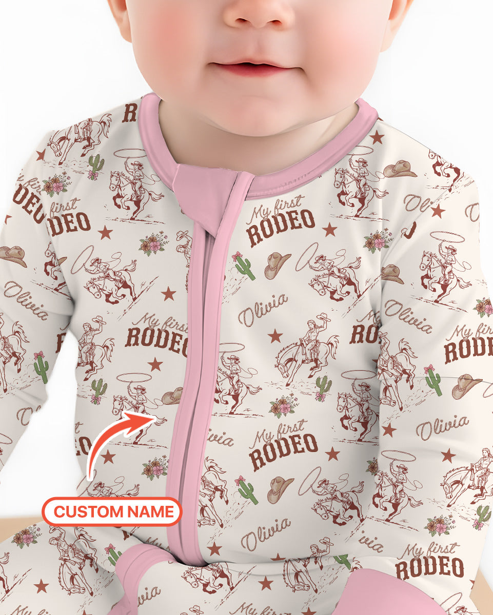 Custom Name First Rodeo Family Matching Bamboo Convertible Zippy