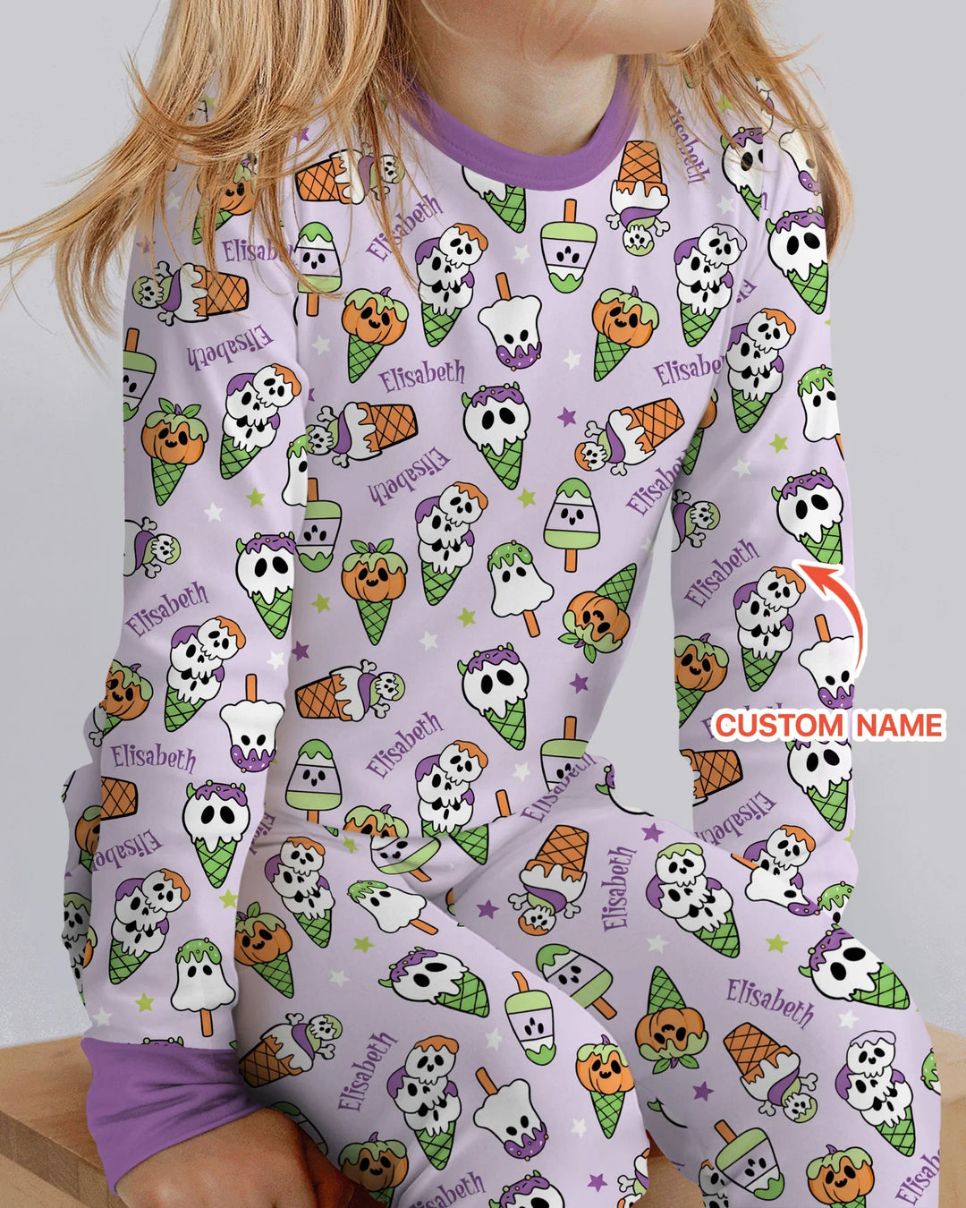 Summerween Ice cream Bamboo Two Piece Long Sleeve Pajama Set