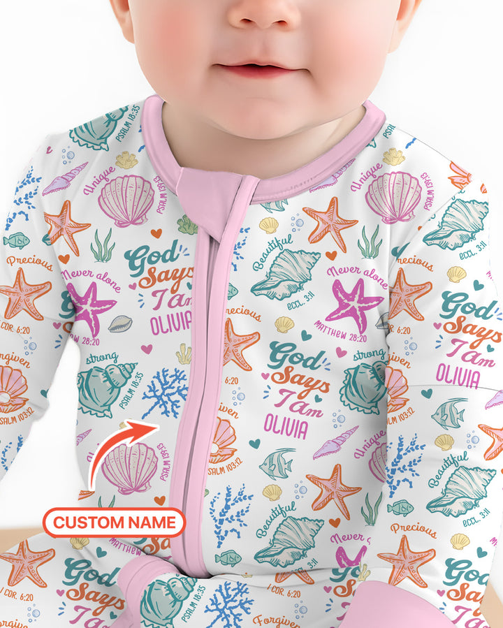 Coastal God Says I Am Custom Name Bamboo Convertible Zippy