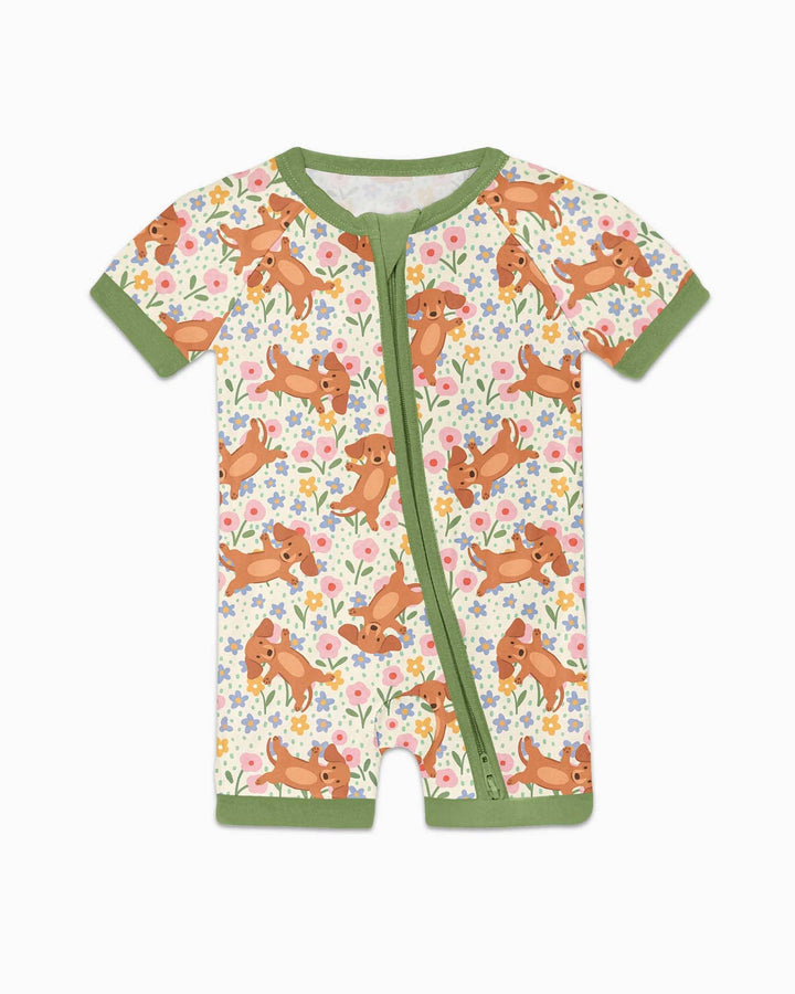 Dachshund Blooms Family Matching Bamboo Shorty Zippy