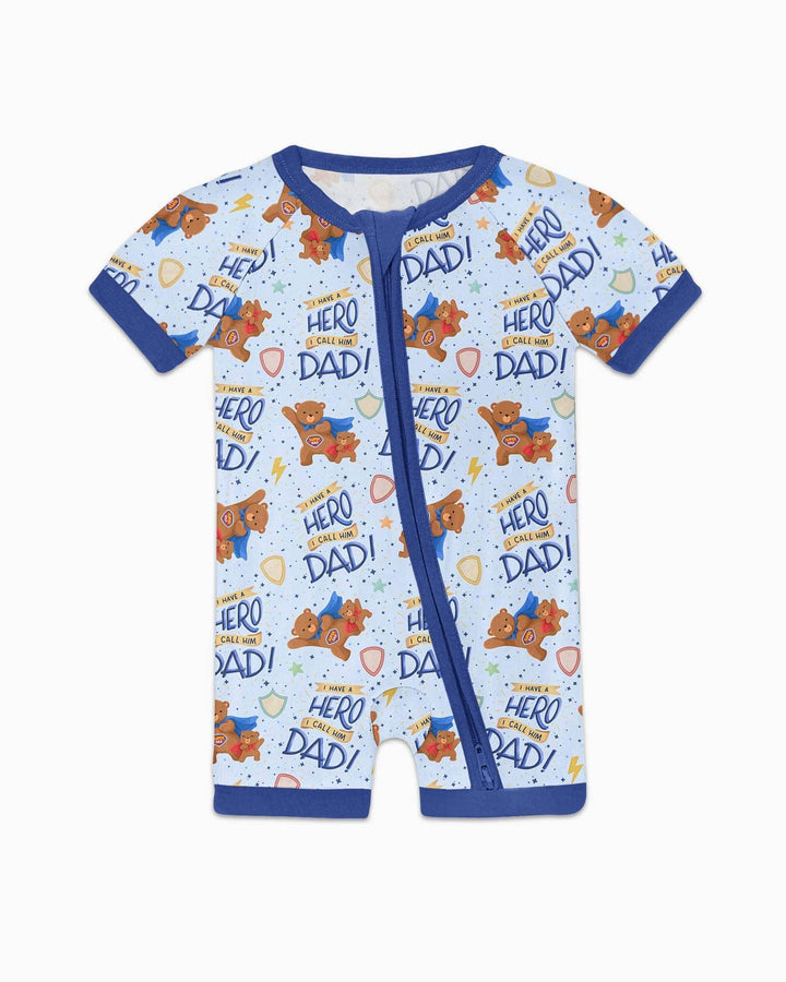 I Have A Hero Daddy & Me Matching Bamboo Shorty Zippy