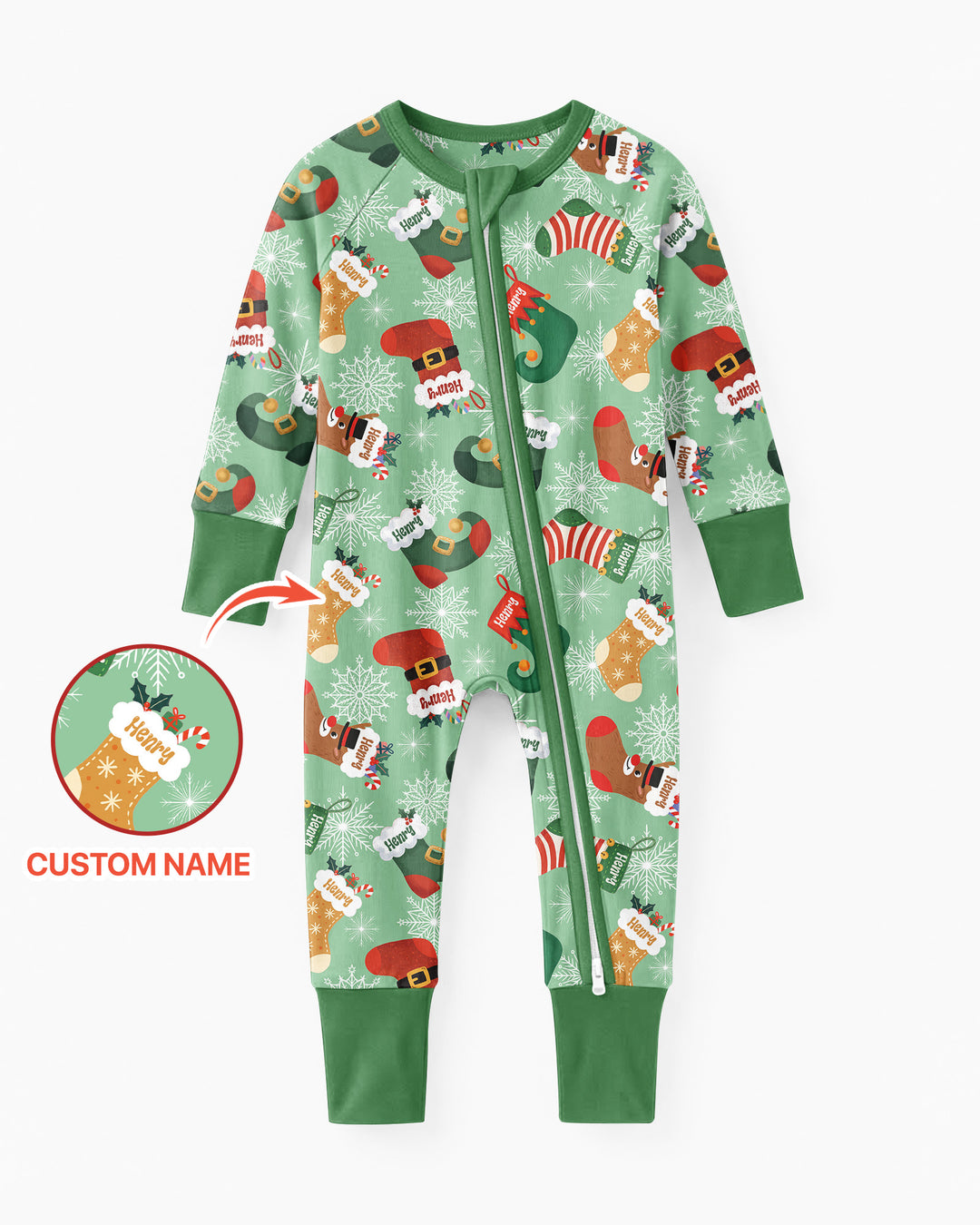 Personalize Christmas Crew Family Matching  Bamboo Convertible Zippy