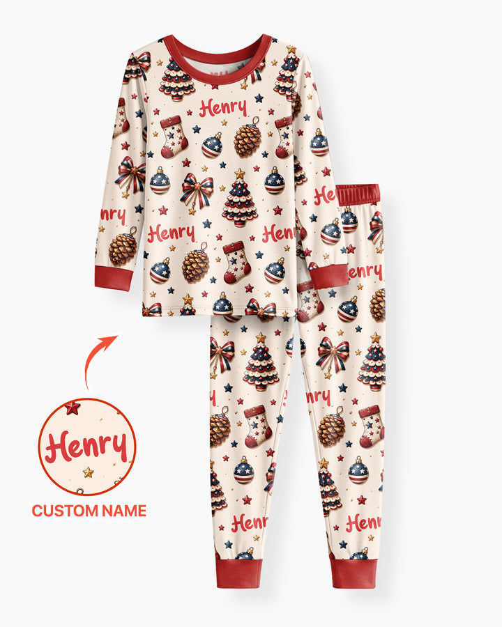 Proud Of American Baby Bamboo Two Piece Long Sleeve Pajama Set